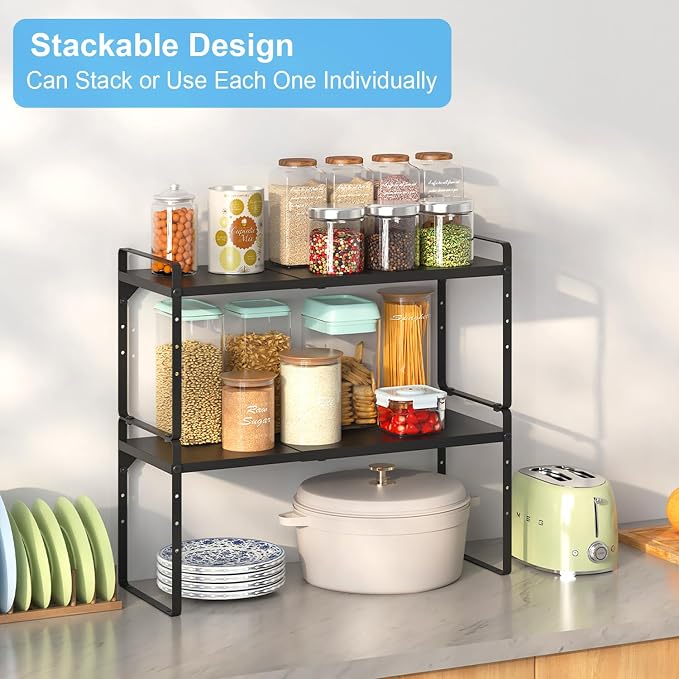 15.5 to 25.5 Inch Expandable Kitchen Cabinet Organizer Shelf, 2 Pack 30 LBS - Image 7