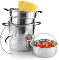 Cook N Home 4-Piece Stainless Steel Pasta Cooker Steamer Multipots, 12 Quart by CookNHome