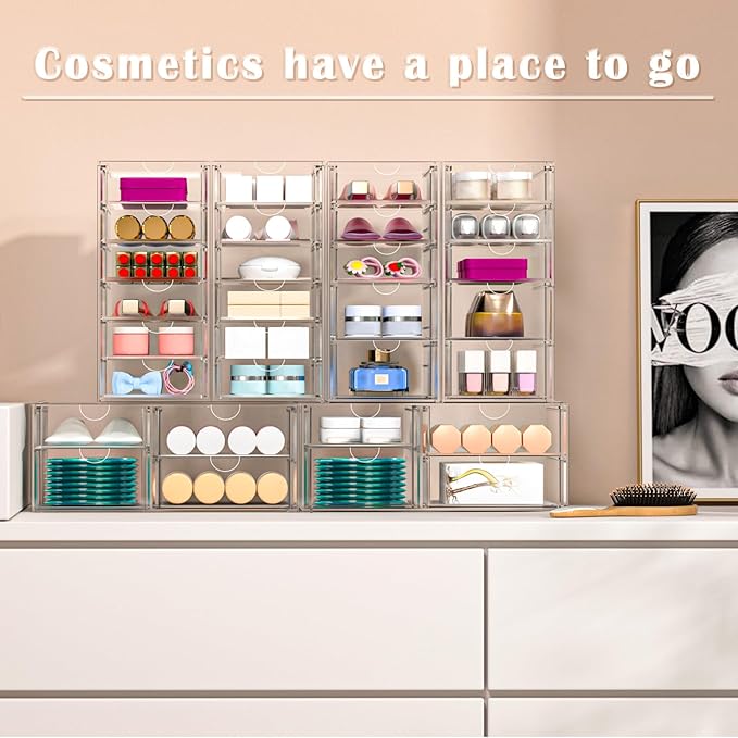 ARSTPEOE 30 Drawers, Acrylic Desk Makeup Organizer, Plastic Drawers Organizer - Image 6