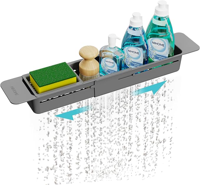 NiHome Extendable Sink Kitchen Organizer, Extra Long Telescopic Brush Storage by NiHome