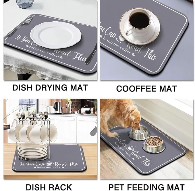 Coffee Bar Mat for Countertops 18inx24in, Absorbent Hide Stain Anti-Slip Cafe - Image 8