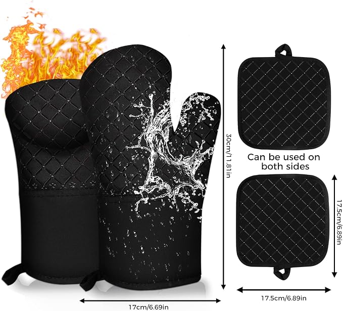 4PCS Oven Mitts and Pot Holders Sets 500°F Pot Holders - Image 7