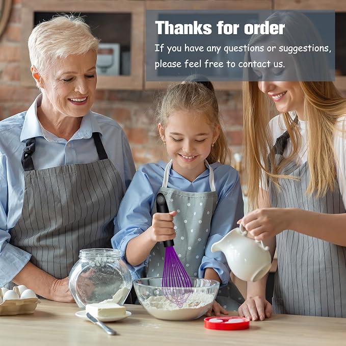 OYV Dishwasher Safe Purple Silicone Whisk, Sealed Waterproof Design Set of 3 - Image 7