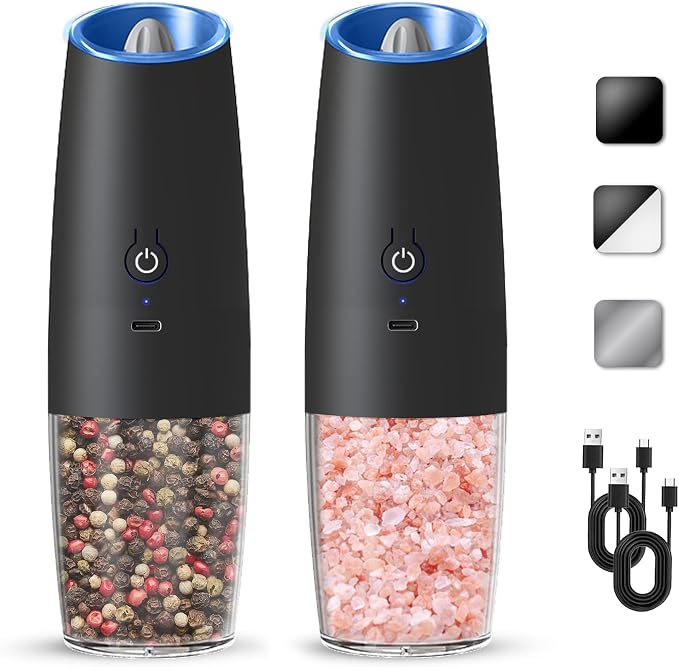 Rechargeable Electric Salt And Pepper Grinder Set, Automatic Gravity Electric by KIARYUOLL