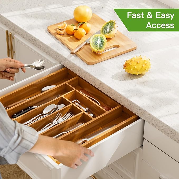 Pipishell Bamboo Expandable Drawer Organizer - Image 5