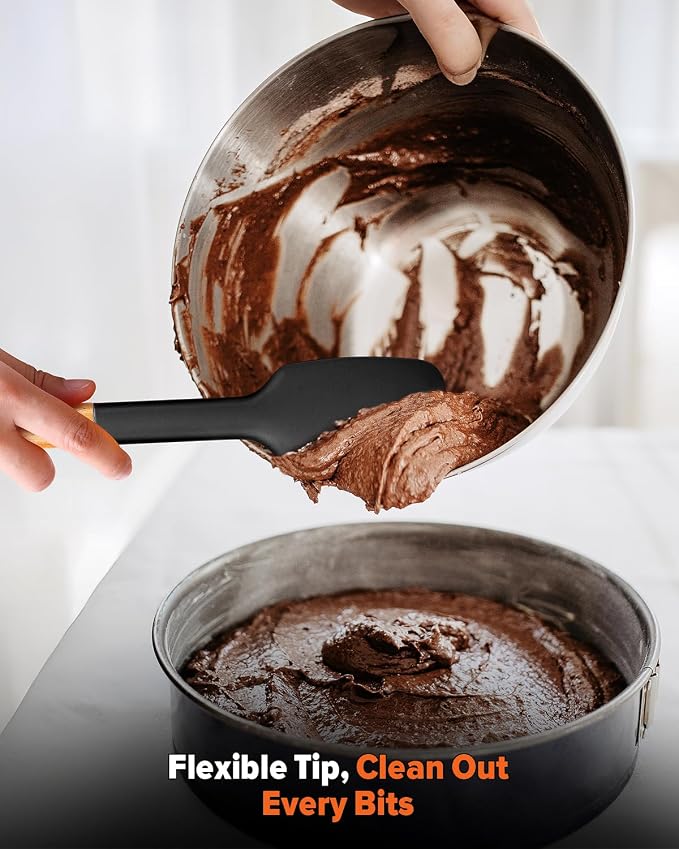 Silicone Heavy-Duty Spatula, Sturdy Bpa-Free Matte Silicone, Wooden Handle - Image 3