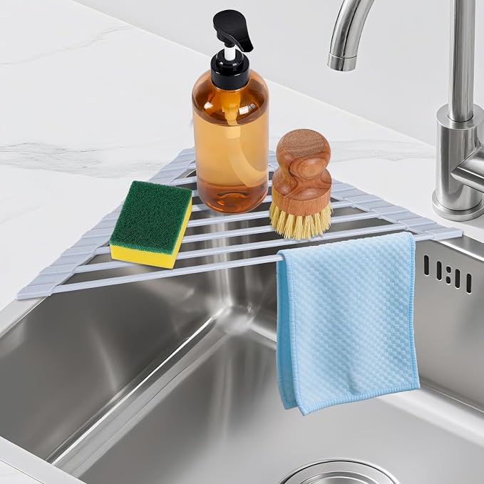 HANZENMA Triangular Sink Rack, Foldable Sink Drying mat, Heat-Resistant by HANZENMA