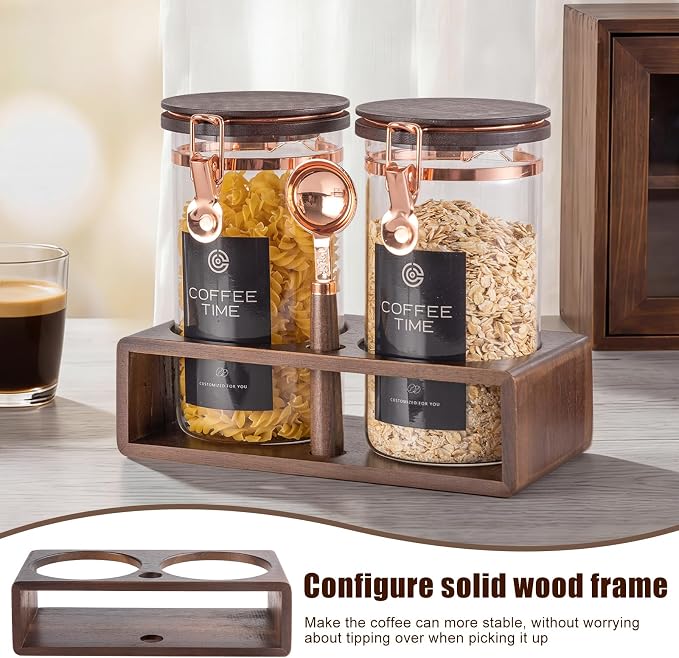 Glass Coffee & Sugar Canister Set, 2×45OZ Airtight Glass Storage Jars - Image 6