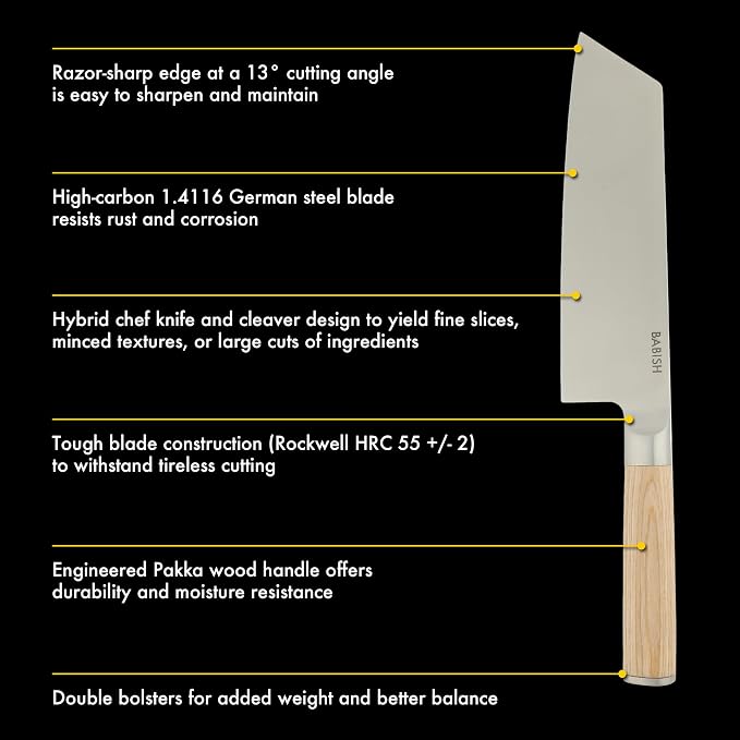 Babish 7.5-Inch Clef Knife – High-Carbon 1.4116 German Steel Kitchen Knife - Image 3