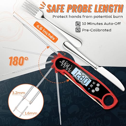 Instant Read Meat Thermometer for Grill and Cooking, Fast & Precise Digital - Image 4