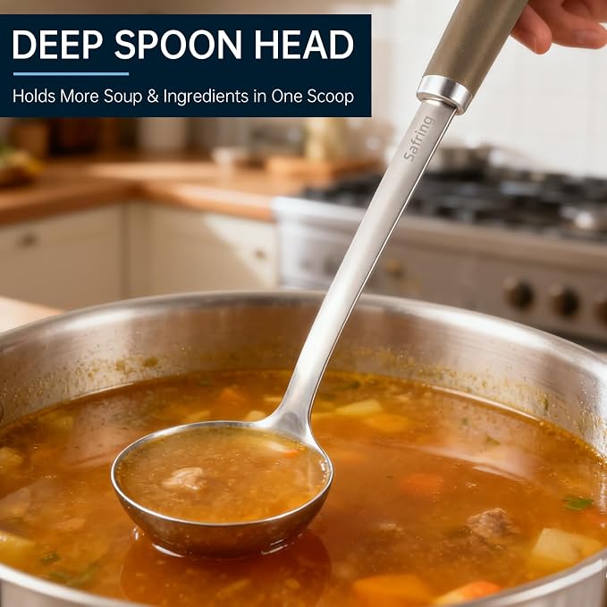 Safring Stainless Steel Soup Ladle and Spaghetti Spoon Set, Heat Resistant - Image 5