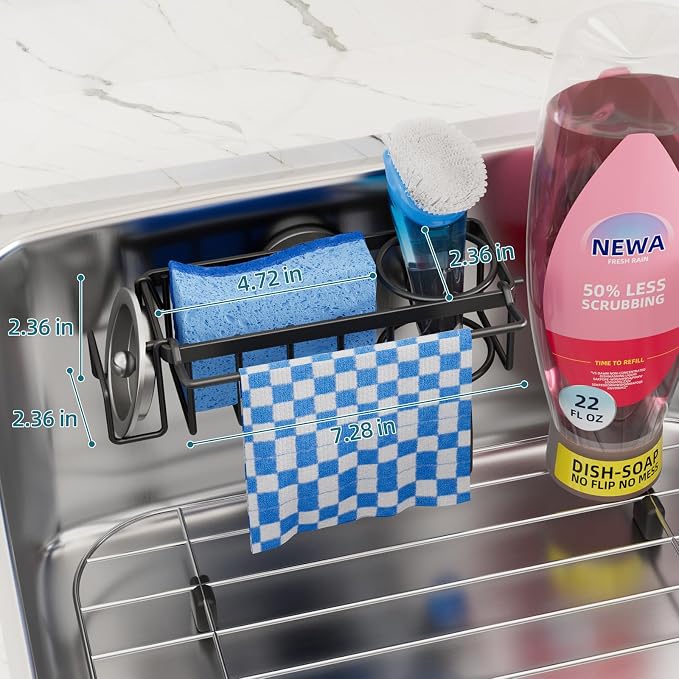 TAILI 4-in-1 Sink Caddy with Strong Suction Cup, Sponge Holder - Image 3