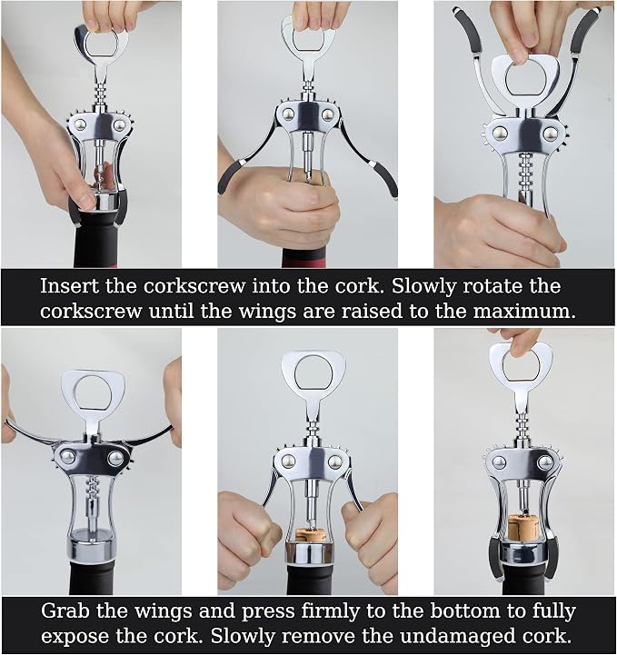 KORCCI Wine Opener, Heavy-Duty Zinc Alloy Wing Corkscrew, Premium Beer Bottle - Image 8