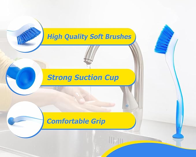 Zuvo Plastic Long Handled Scrubbing Suction Cup, Durable Bristles, Dish Washing - Image 3