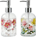 17oz Glass Soap Dispenser with Plastic Pump, 2 Pack Refillable Kitchen Soap by Topadorn