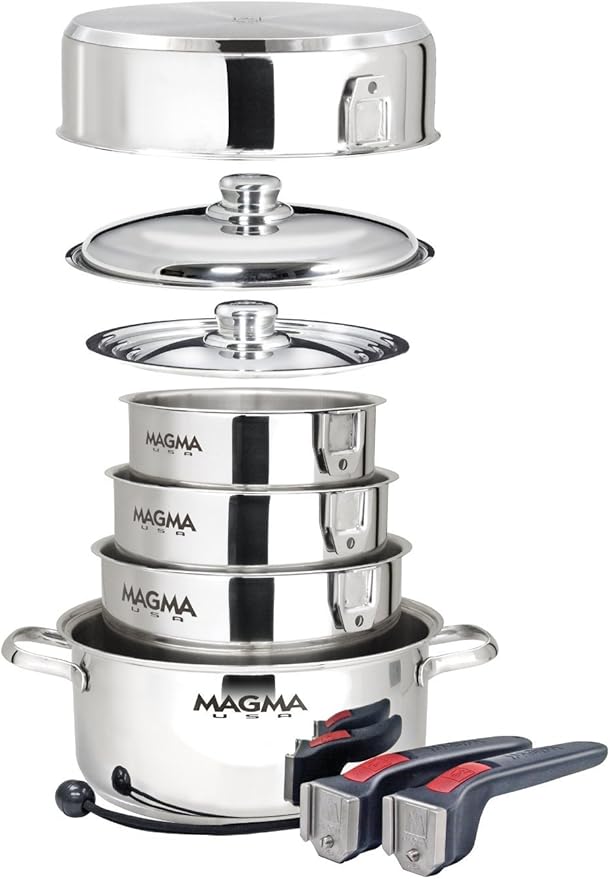 Magma 10 Piece Gourmet Nesting Stainless Steel Cookware Set, Induction by MagmaProducts