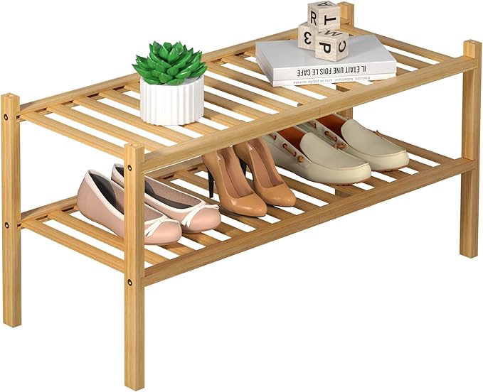 ROMGUAR CRAFT 2 Tier Bamboo Shoe Rack by ROMGUAR+CRAFT