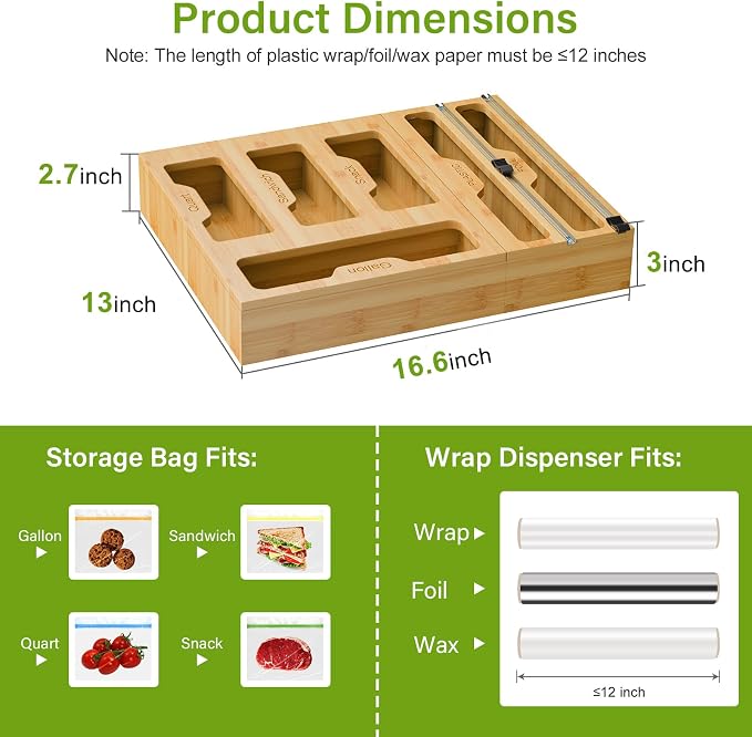 KOCWELL Bamboo Bag Storage Organizer - Image 3