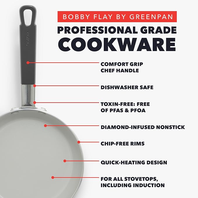 GreenPan x Bobby Flay 13 Piece Nonstick Cookware Pots and Pans Set, PFAS-Free - Image 3