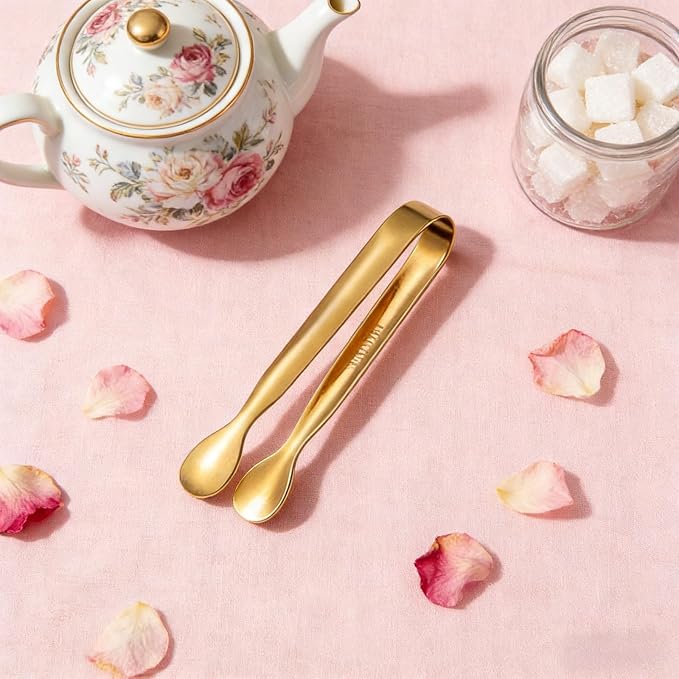 6 PCS Gold Sugar Tongs Set – 304 Stainless Steel Mini Tongs - Image 8