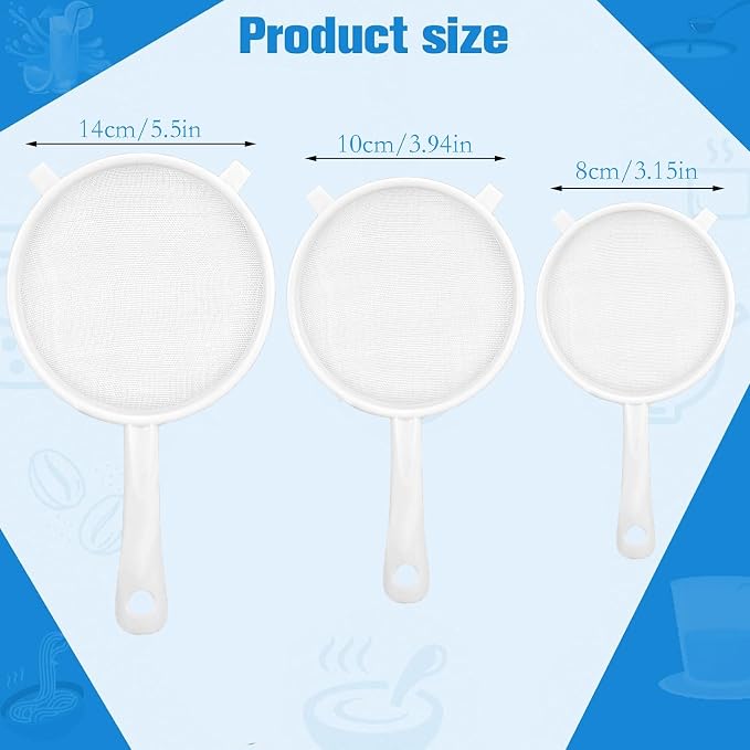 3 Pcs Plastic Nylon Fine Mesh Kefir Strainer Set - Image 7