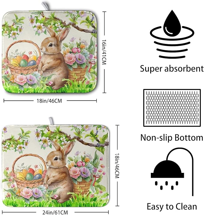 Easter Egg Bunny Dish Drying Mat - Image 2