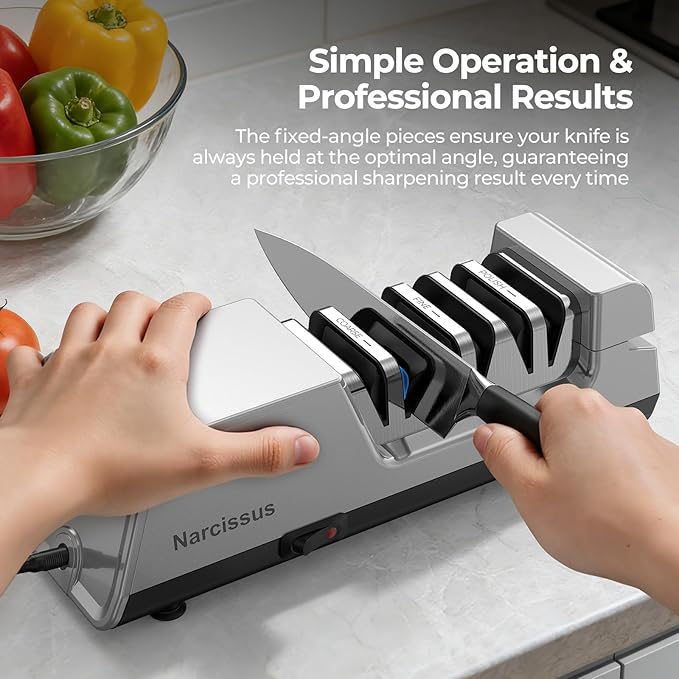 Narcissus Knife Sharpener, 3 Stages Diamond Electric Knife Sharpener - Image 4