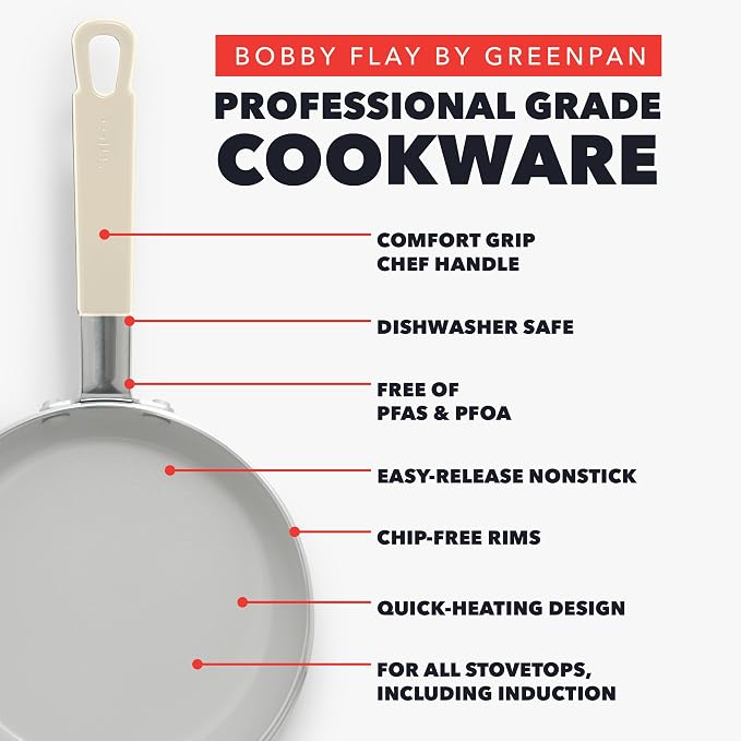 GreenPan x Bobby Flay 13 Piece Nonstick Cookware Pots and Pans Set, PFAS-Free - Image 3