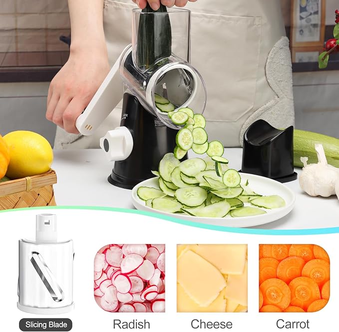 Ourokhome Rotary Cheese Grater Hand Crank, Kitchen Shredder Speed Mandolin - Image 4