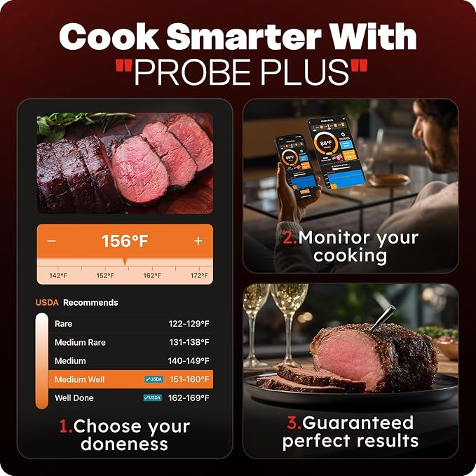 2026 Upgraded Smart Wireless Meat Thermometer 6 Sensors Accuracy Digital Food - Image 3