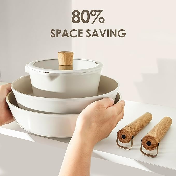 SENSARTE 17Pcs Ceramic Nonstick Cookware Set Non-toxic Healthy Pots and Pans - Image 6