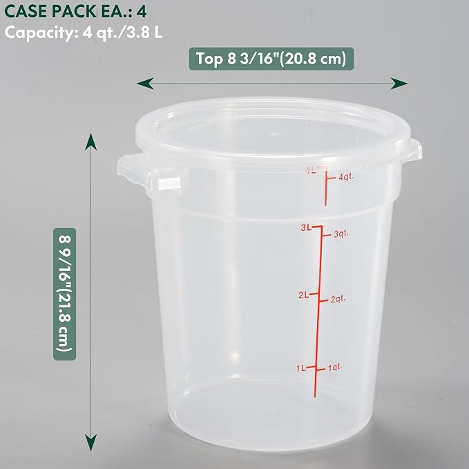 CURTA 4 Quart Translucent Round Food Storage Container - Image 2