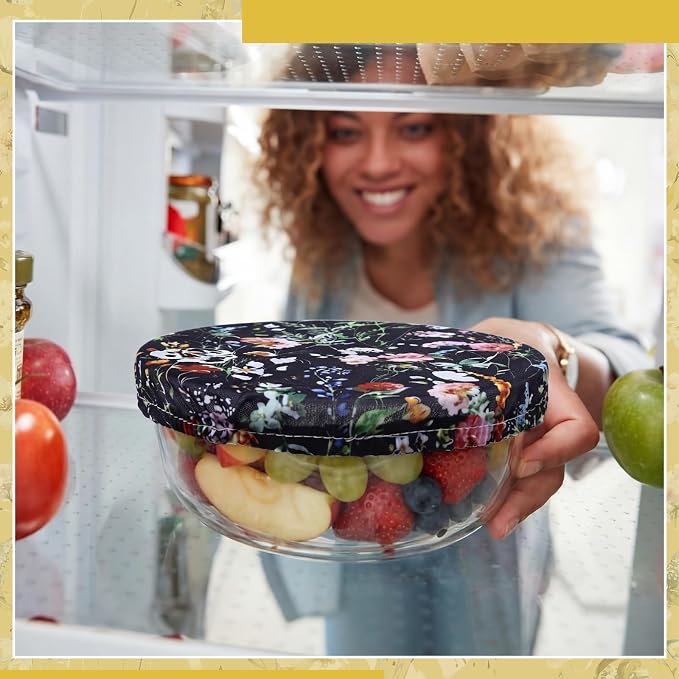 Patelai 10 Pcs Bowl Covers Reusable in 5 Size Stretch Cloth Fabric Elastic Food - Image 3