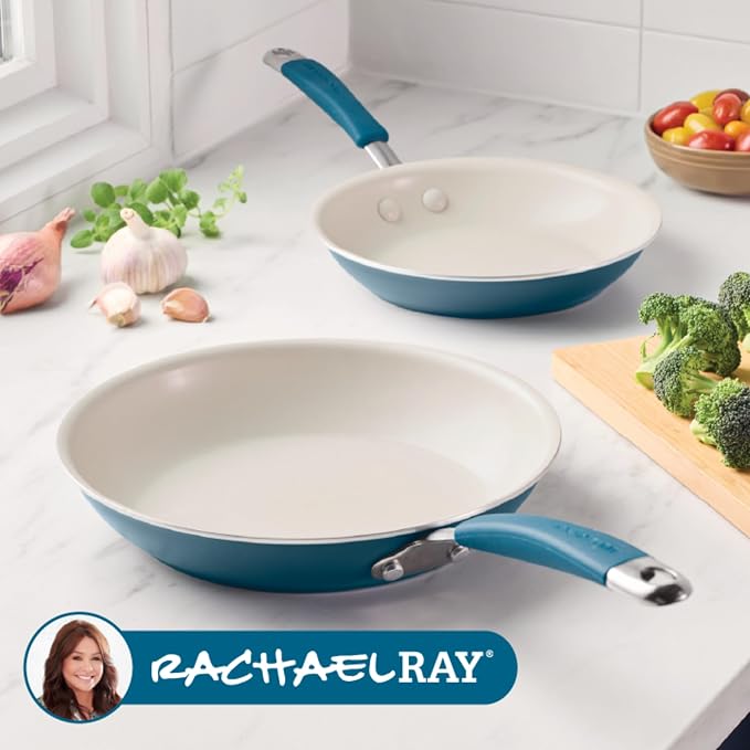Rachael Ray Cucina Ceramic Nonstick Frying Pans/Skillet Set, Dishwasher Safe - Image 8