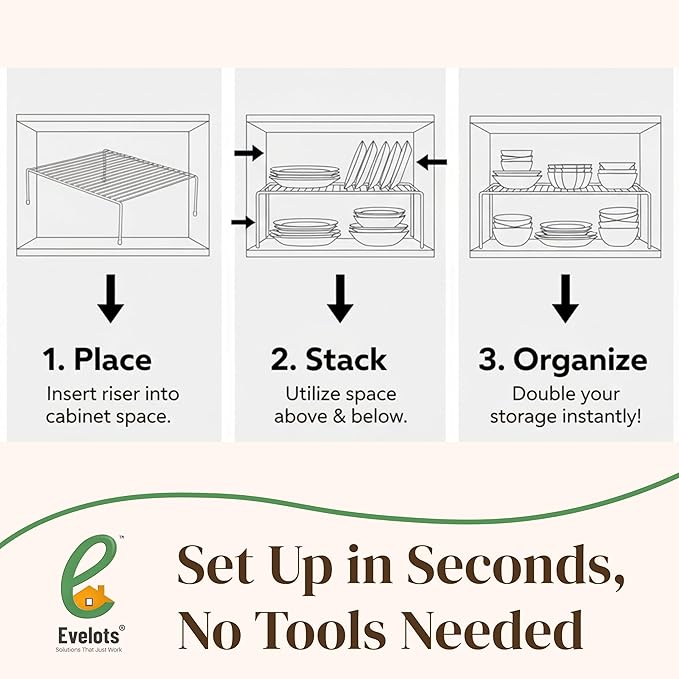Evelots Kitchen Cabinet Wire Shelf Organizer/Rack - Image 5