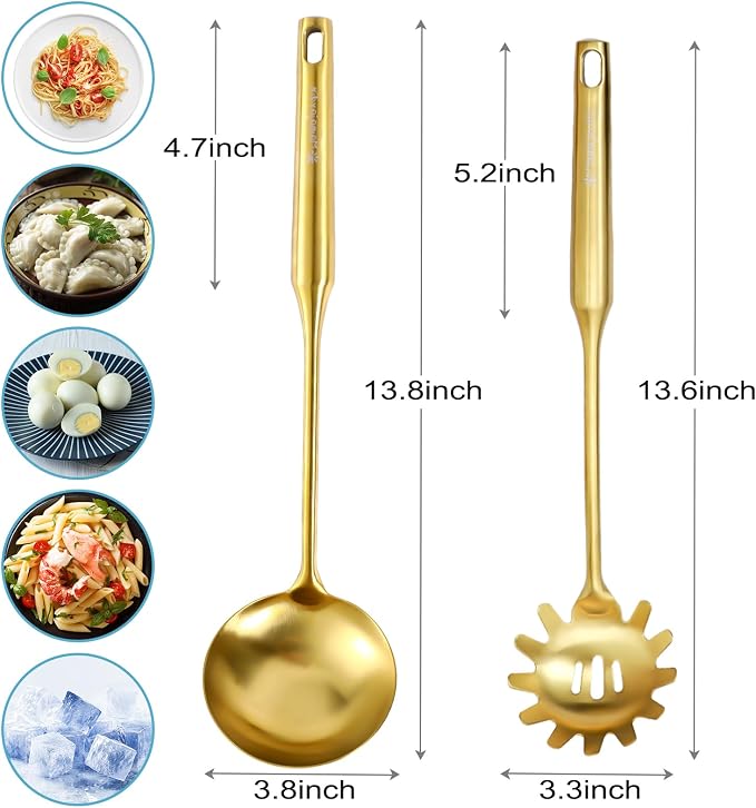 Gold Soup Ladle and Spaghetti Spoon Set - Image 6