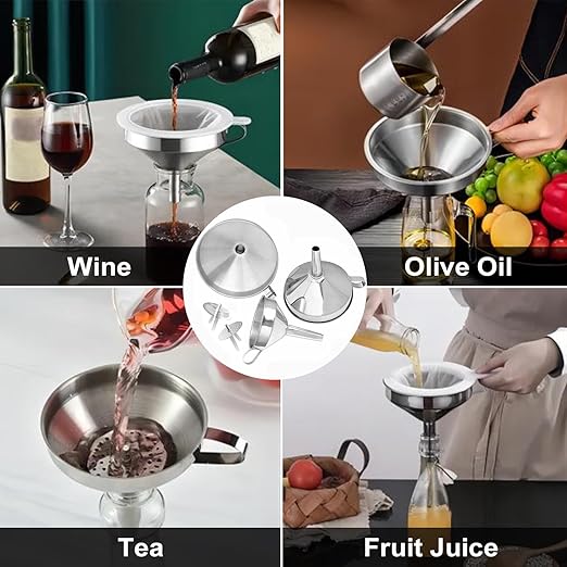 Stainless Steel Funnels for Kitchen use, 5 Different Sizes of Kitchen funnels - Image 4