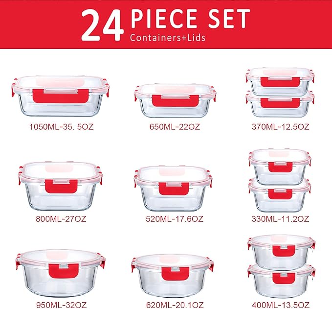 M MCIRCO 24-Piece Glass Food Storage Containers - Image 2