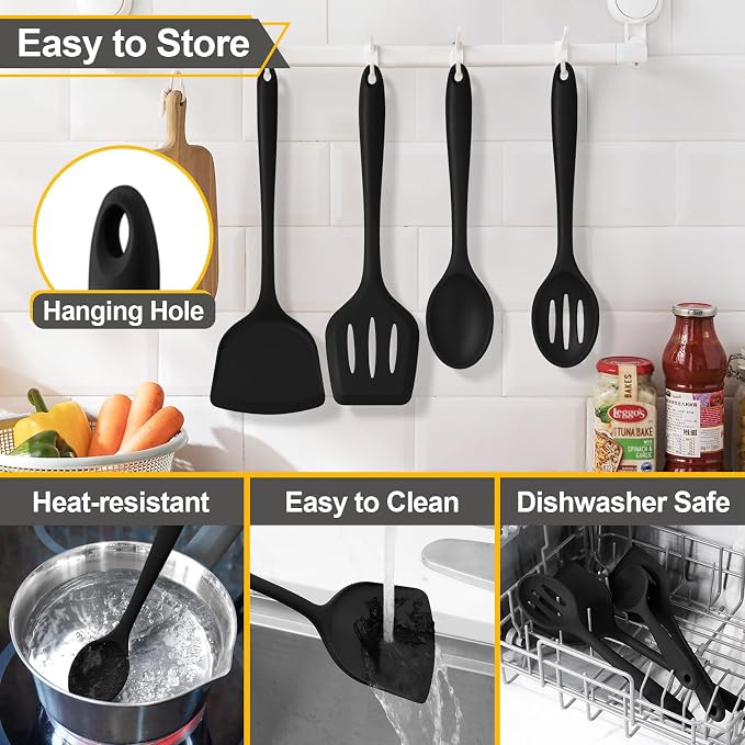 P&P CHEF Kitchen Utensil Set, 4 Pieces Non-stick Silicone Cooking Utensils - Image 7