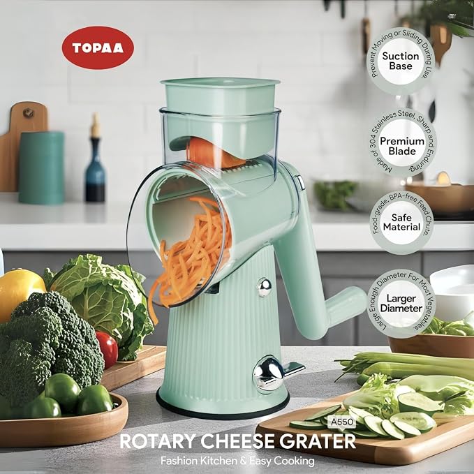 Rotary Cheese Grater with Handle - Image 2