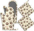 Dog Bone Paw Print Pot Holders and Oven Mitts Set Silicone Cute Animal Paws by BIGXIUKA