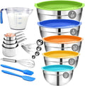 MIKULA Mixing Bowls Set, Large Nesting Bowls 7/6/4.5/3.5/2.5QT, Measuring Cups by MIKULA