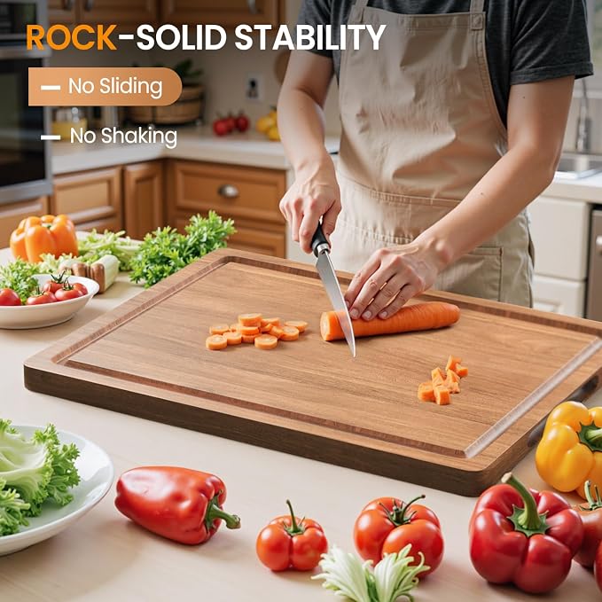 Acacia Wood Cutting Boards for Kitchen, 17x12 Inch Butcher Block - Image 2