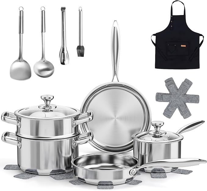 Meythway Pots and Pans Set Non Toxic, Kitchen Induction Cookware by QualityMeetsElegance