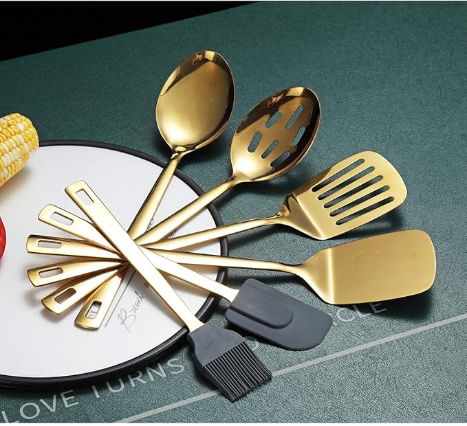 Gold Cooking Spoons, Berglander 6 Pieces Spatula Set Stainless Steel, Metal - Image 4