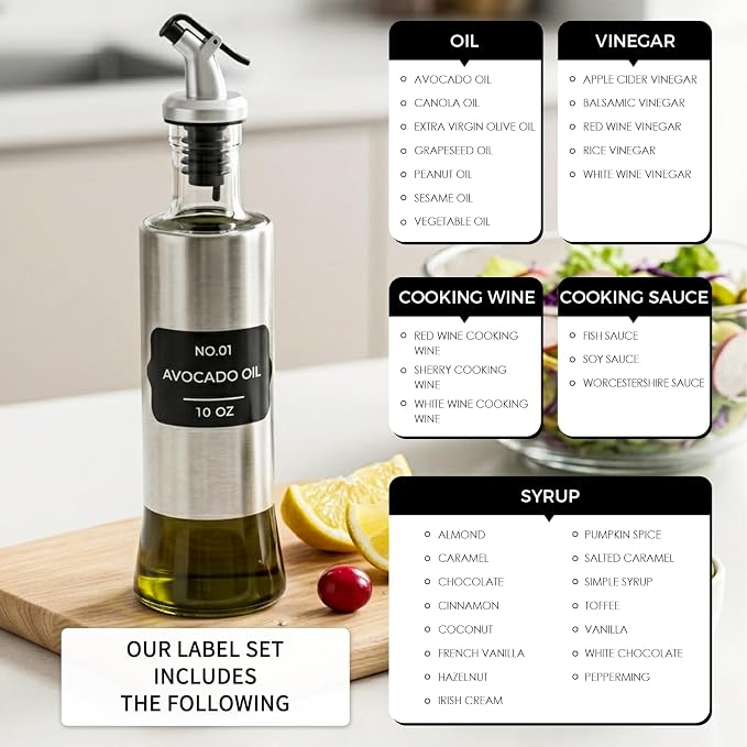 Olive Oil Dispenser for Kitchen, 4 Pack 10oz/300 ML Cooking Oil and Vinegar - Image 5