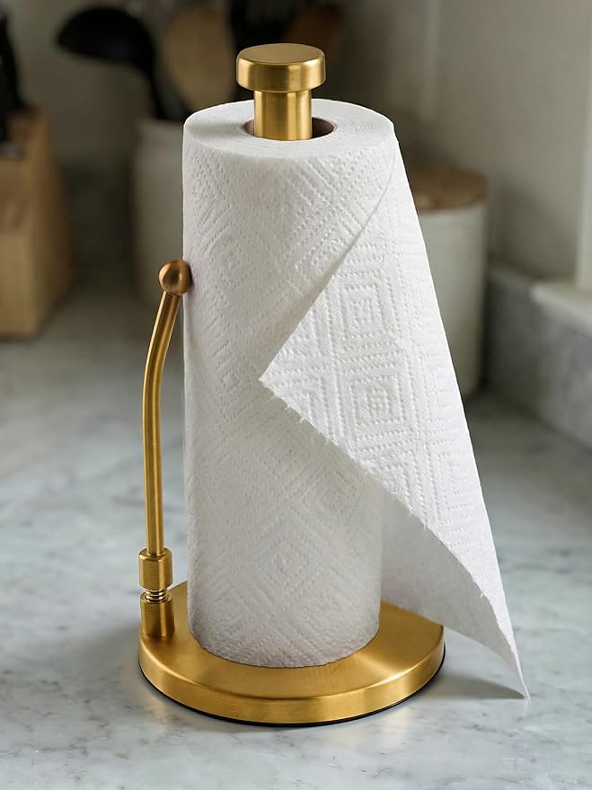 SMARTAKE Paper Towel Holder, Paper Towel Dispenser Standing Weighted Base Non - Image 9