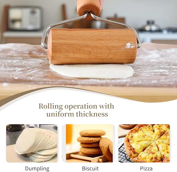 Stainless Steel & Beechwood Rolling Pin - Image 4
