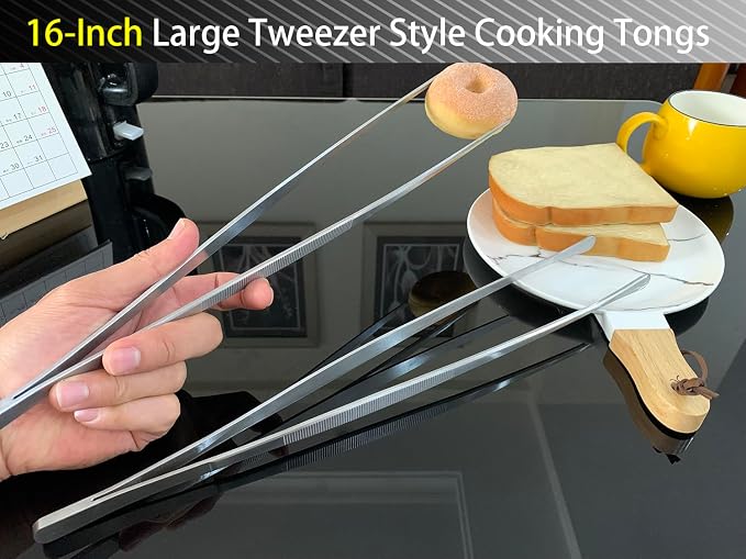 JETKONG 2 Pcs 16'' Tweezer Tongs, Extra Large Food Tweezers, Extra Long Kitchen - Image 5