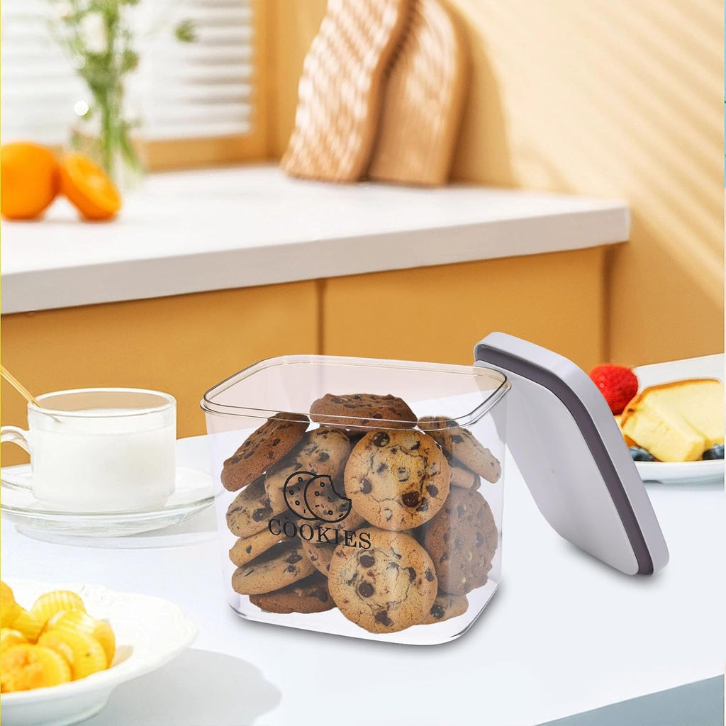Cookie Jar with Airtight Lid,Bread Box for Kitchen Countertop,Time